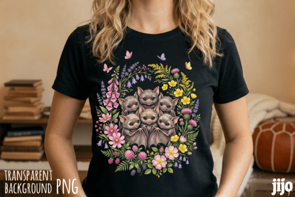 Download Bats Floral Cute Wildlife PNG - Wildlife Collection