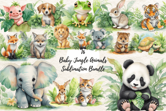 Download Baby Jungle Animals Sublimation ClipArt - Jungle animals Collection