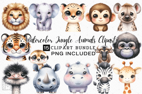 Download Watercolor Jungle Animals Clipart - Jungle animals Collection