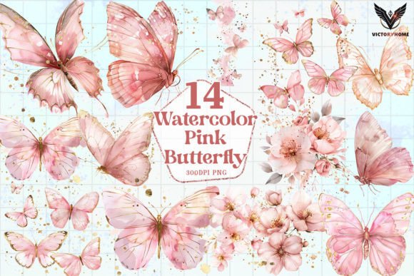 Download Watercolor Pink Butterfly Clipart PNG - Butterfly Collection