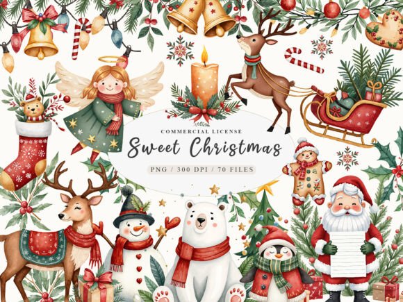 Download Sweet Cute Christmas Mrs Santa Claus PNG - Premium Bundle