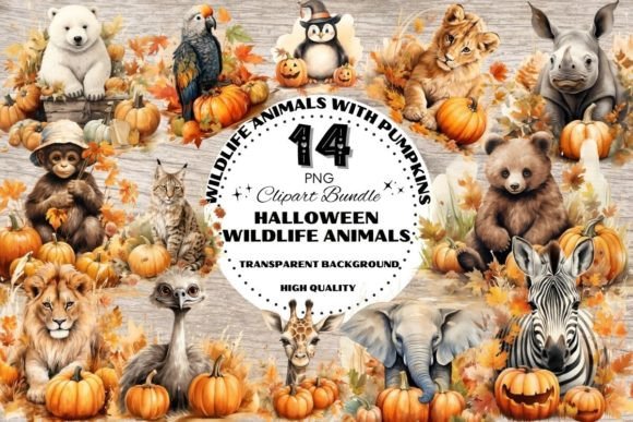 Download Wildlife Animals with Halloween Pumpkins - Wildlife Collection